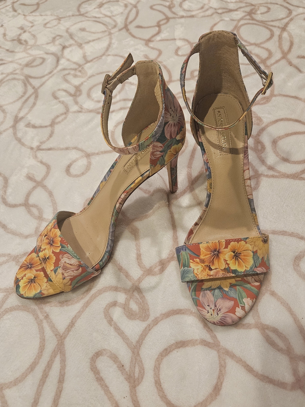 🌸Antonio Melani Floral Ankle Strap Stiletto Heels Size 7.5M
